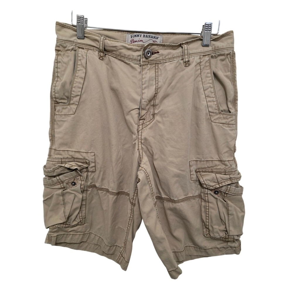 Vintage Tommy Bahama Men's 90s Beige Cargo Shorts Size 33